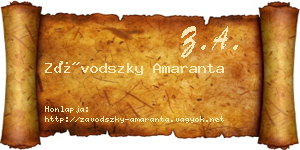 Závodszky Amaranta névjegykártya